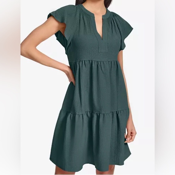 Calvin Klein Dresses & Skirts - Calvin Klein Women's Split-Neck Tiered A-Line Dress